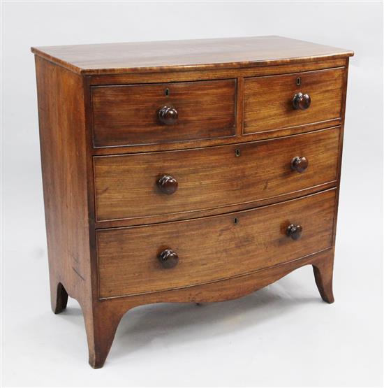 A Regency mahogany bowfront chest, W.3ft